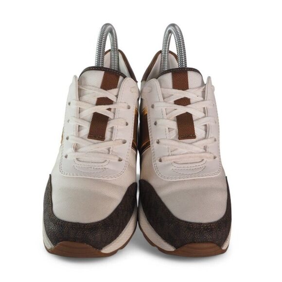 Michael Kors Semi Lux Mabel Hidden Wedge Trainers Brown 43F1MBFSCB Women's 6M - Picture 3 of 11